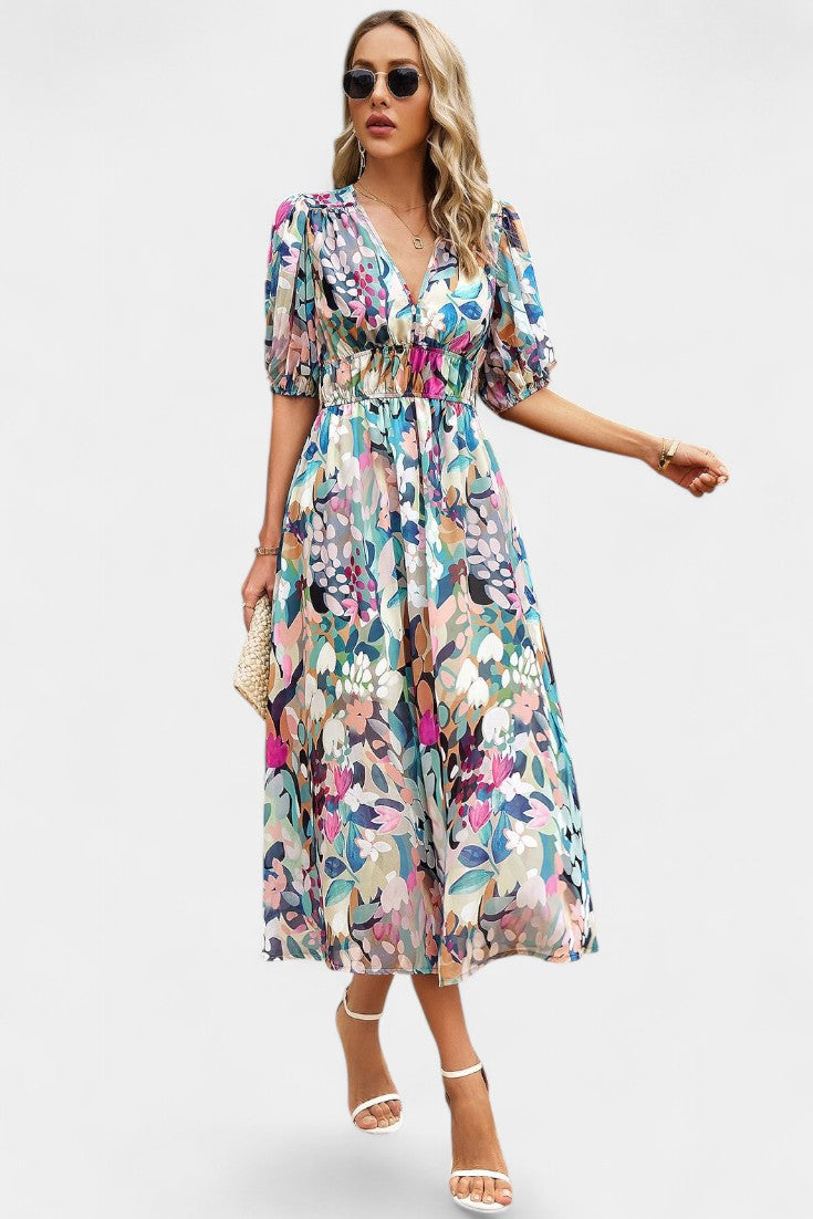 Georgina Vestido Midi Floral Escote En V Colección Privada