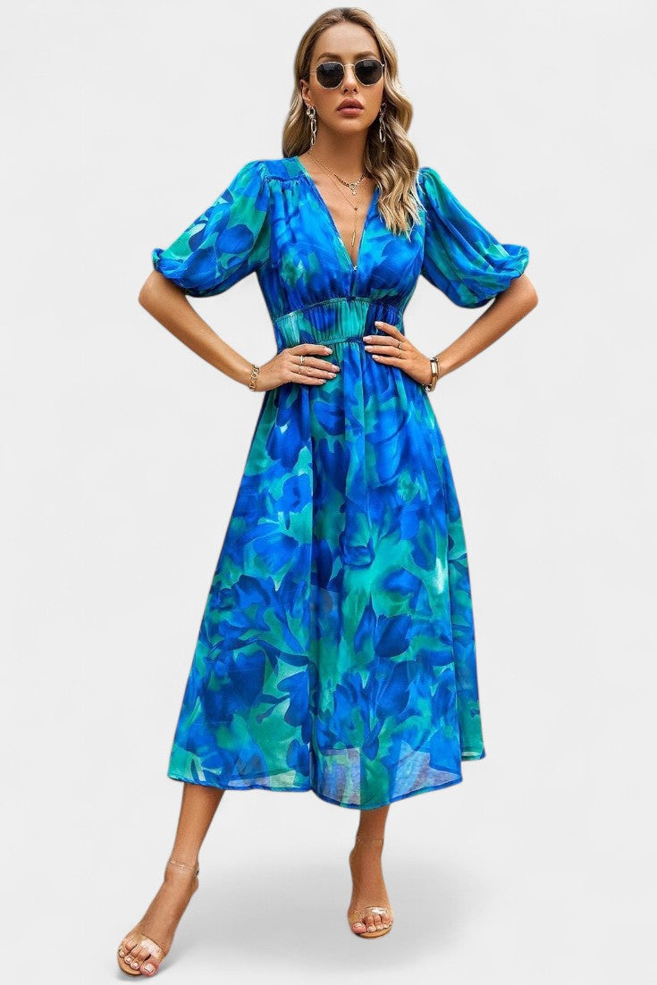 Georgina Vestido Midi Floral Escote En V Colección Privada