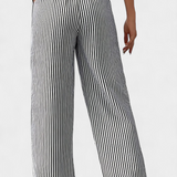 Sabina Pantalón Recto Rayado Cintura Ajustable Exclusivo