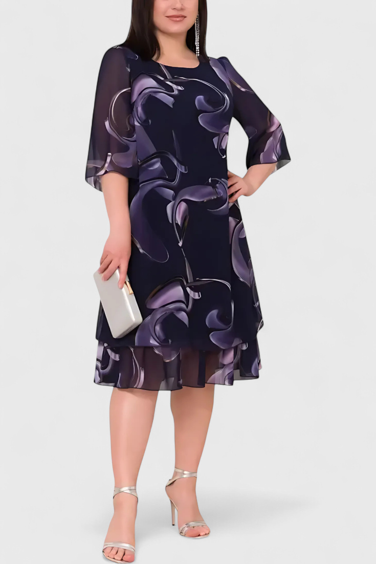 Shriley Vestido Gasa Exclusivo Estampado Midnight Swirl