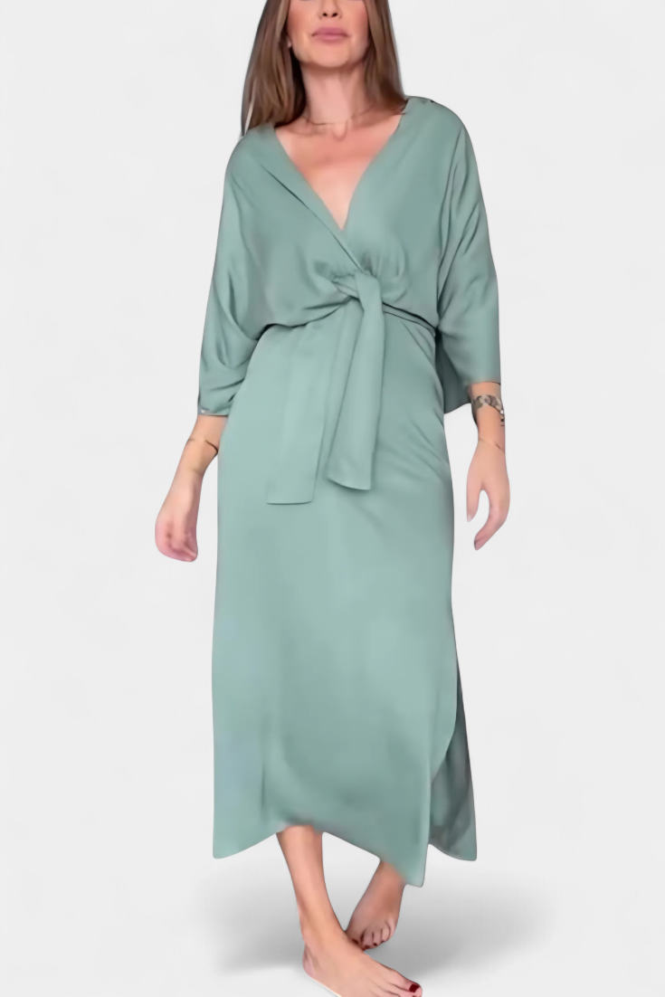 Ainhoa Vestido Con Nudo Frontal Escote En V Exclusivo