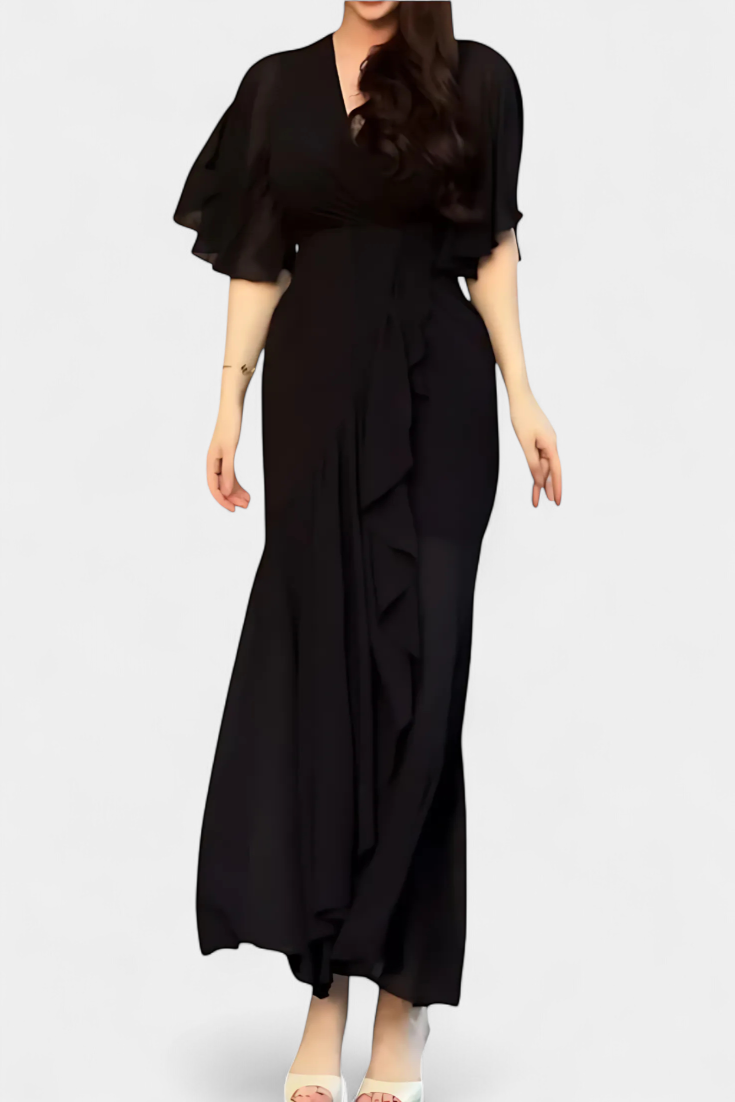 Sima Vestido Cruzado Estampado Botánico Seda Exclusivo