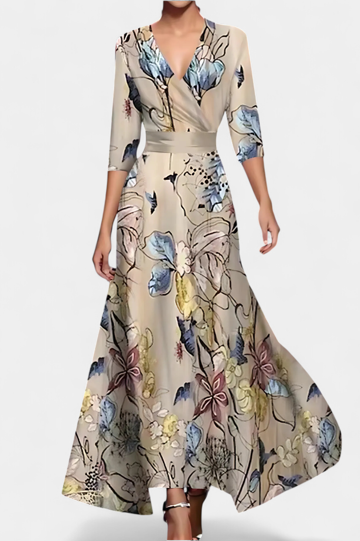 Lauren Vestido Maxi Envolvente Floral Colección Exclusiva