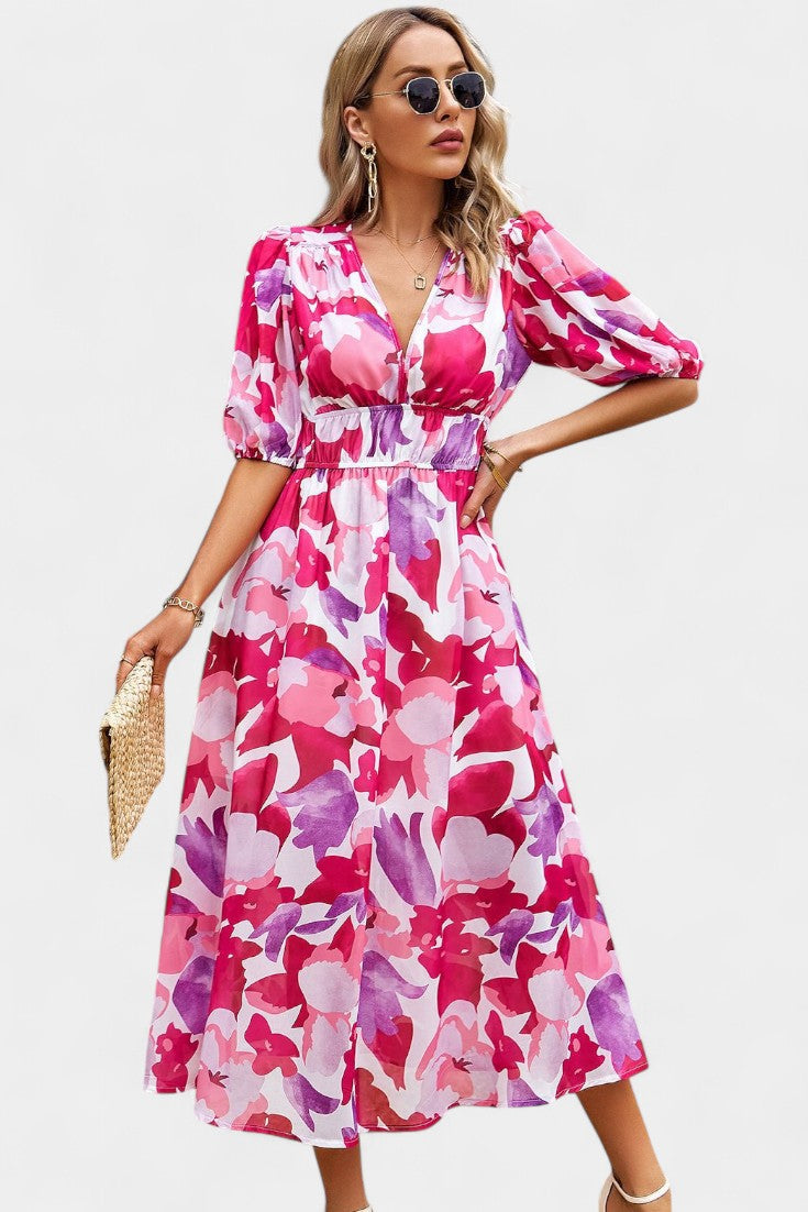 Georgina Vestido Midi Floral Escote En V Colección Privada