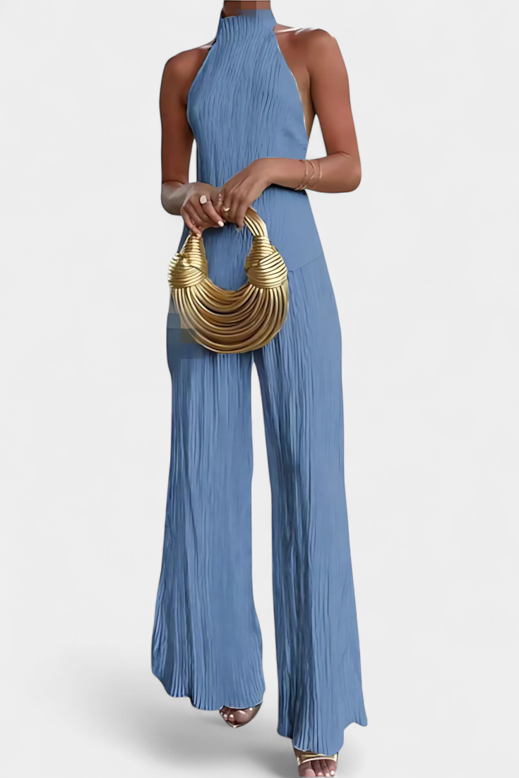 Pilarica Conjunto Plisado Brillo Halter Pantalón Exclusivo