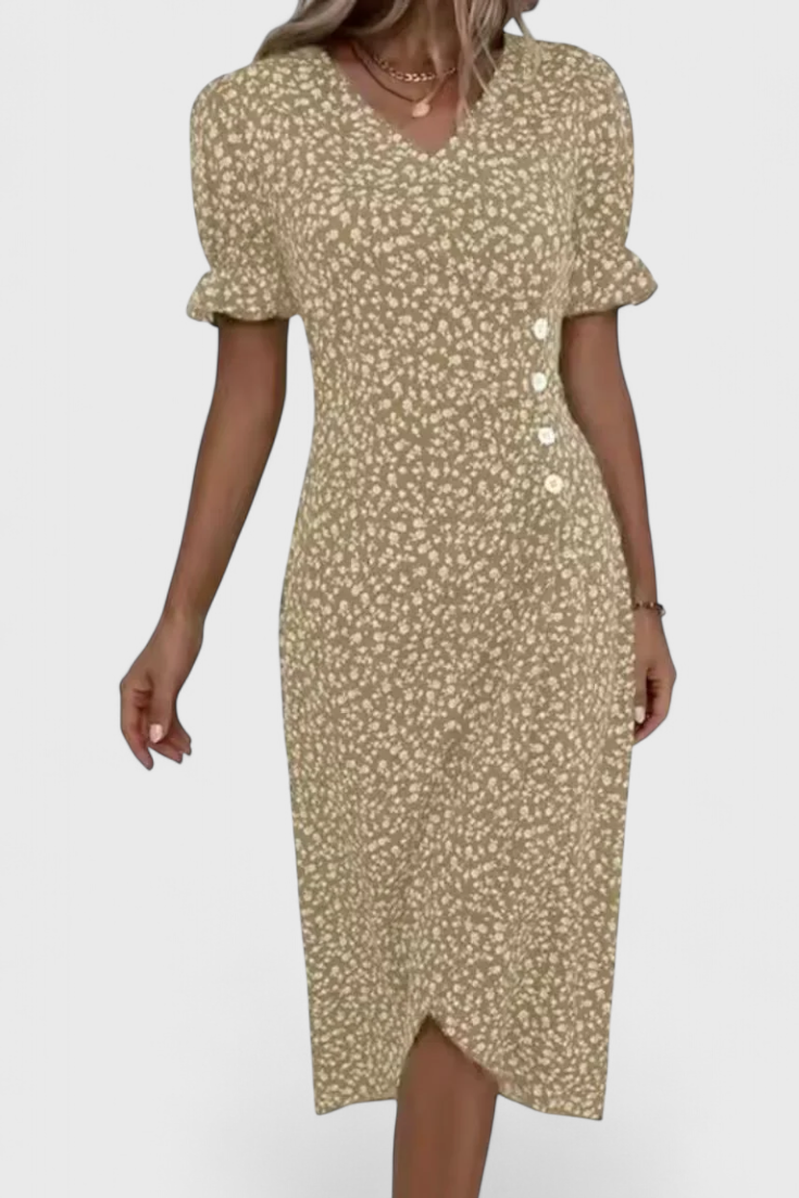 Joana Vestido Midi Floral Colección Exclusiva Escote V
