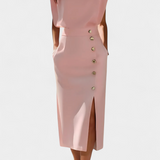 Ceecee Vestido Midi Manga Larga Botones Exclusivos