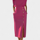 Ceecee Vestido Midi Manga Larga Botones Exclusivos