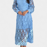Jovie Vestido Midi Encaje Bordado Cuello Alto Privée