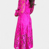 Jovie Vestido Midi Encaje Bordado Cuello Alto Privée