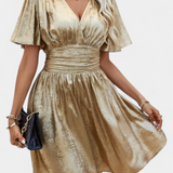Adalee Vestido Seda Escote V Cintura Cruzada Exclusivo