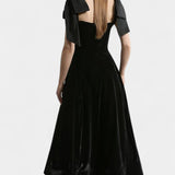 Ajla Vestido Midi de Terciopelo Sin Tirantes Lazo Premium