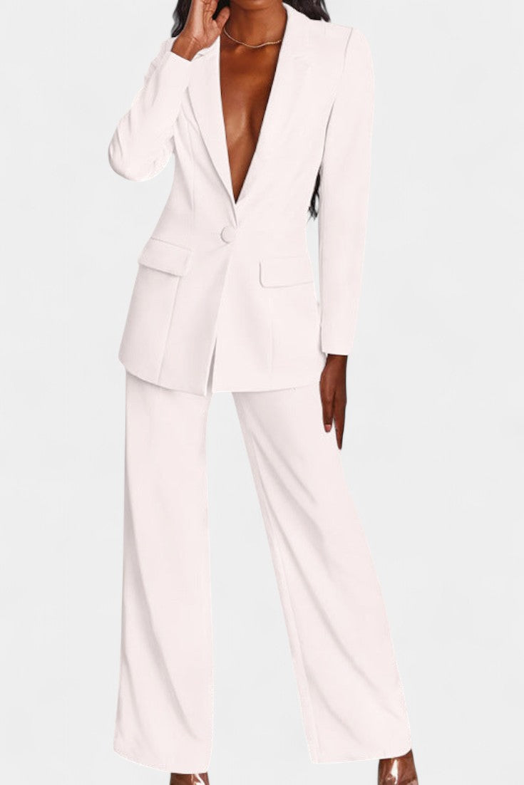 Marnie Conjunto a Medida Blazer y Pantalones de Pierna Ancha
