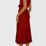 Rina Vestido Halter Drapeado Seda Colección Exclusiva