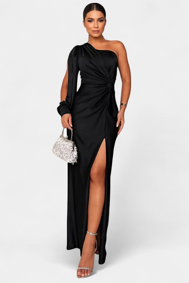 Charlotte Vestido Asimétrico Drapado Seda Exclusivo