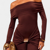Kiah Vestido Maxi Off Shoulder Colección Exclusiva Elegante