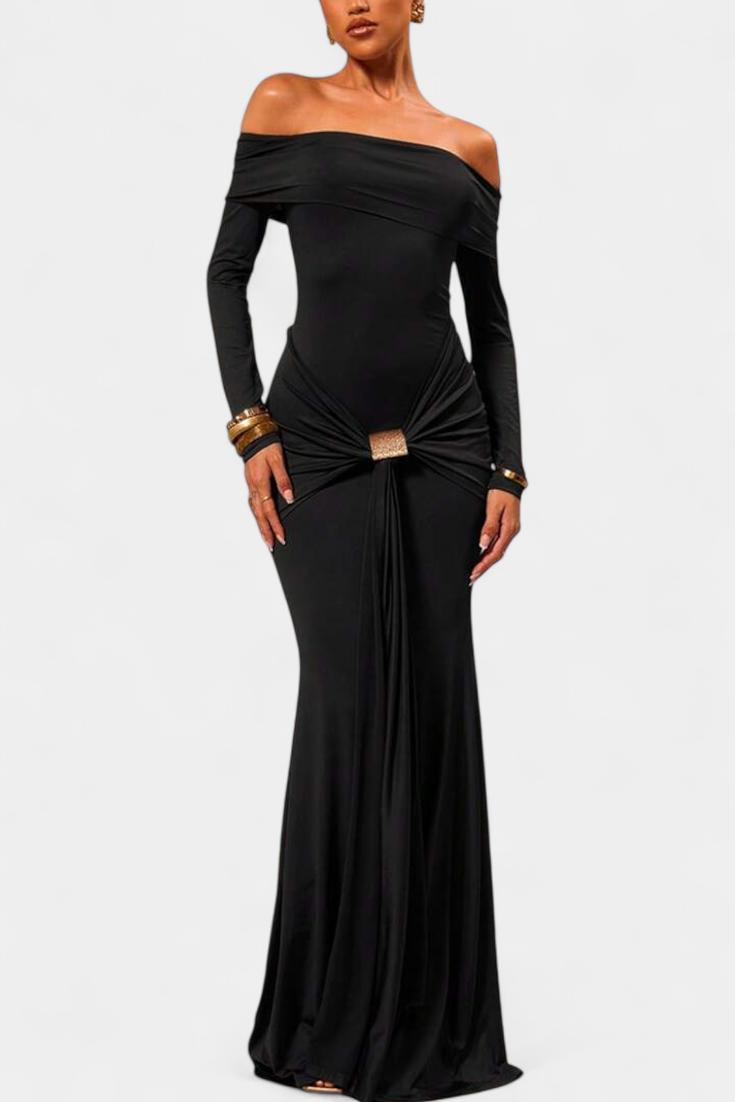 Kiah Vestido Maxi Off Shoulder Colección Exclusiva Elegante