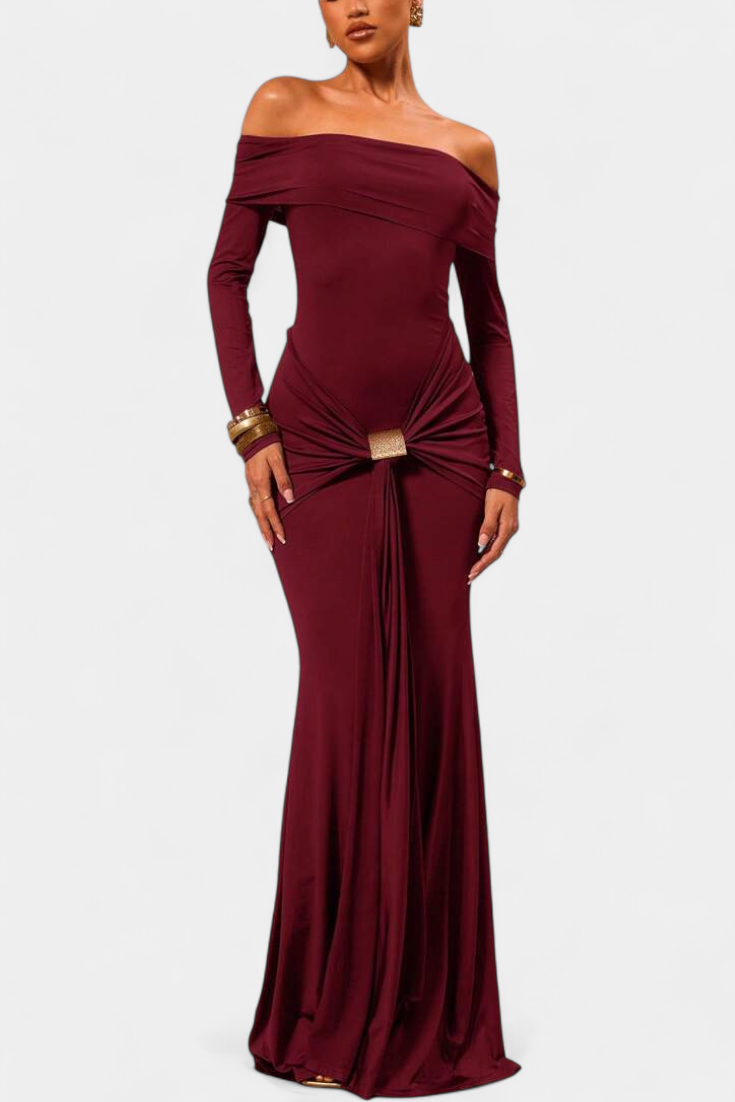 Kiah Vestido Maxi Off Shoulder Colección Exclusiva Elegante