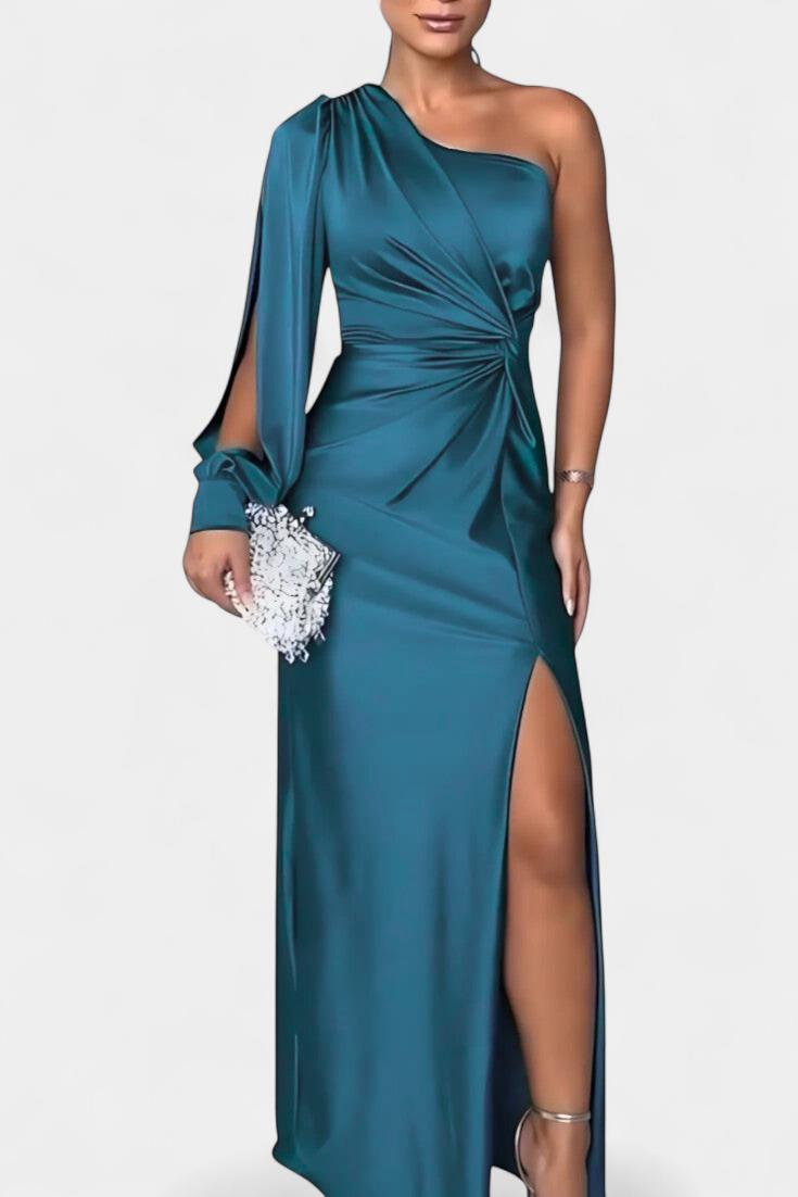 Charlotte Vestido Asimétrico Drapado Seda Exclusivo
