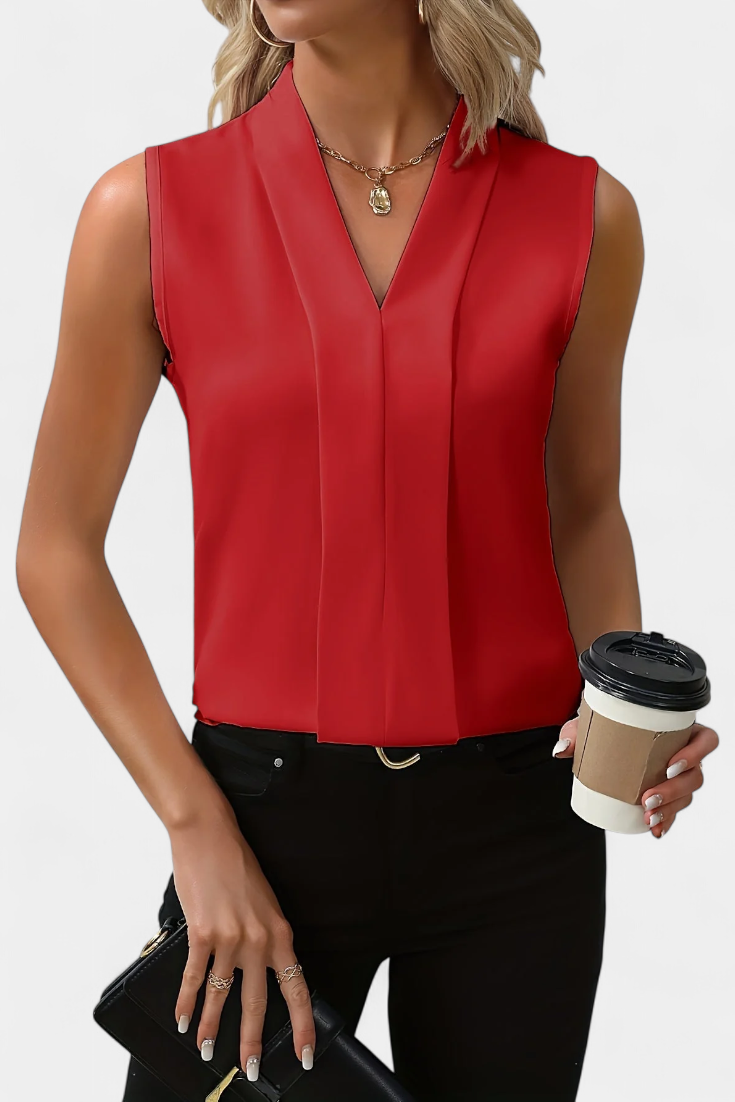 Nele Blusa Sin Mangas Escote V Silueta Fluida Colección Lujo