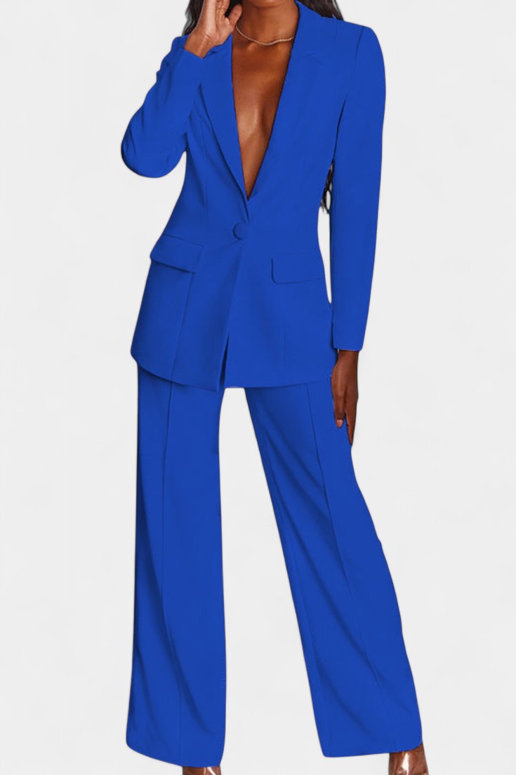 Marnie Conjunto a Medida Blazer y Pantalones de Pierna Ancha