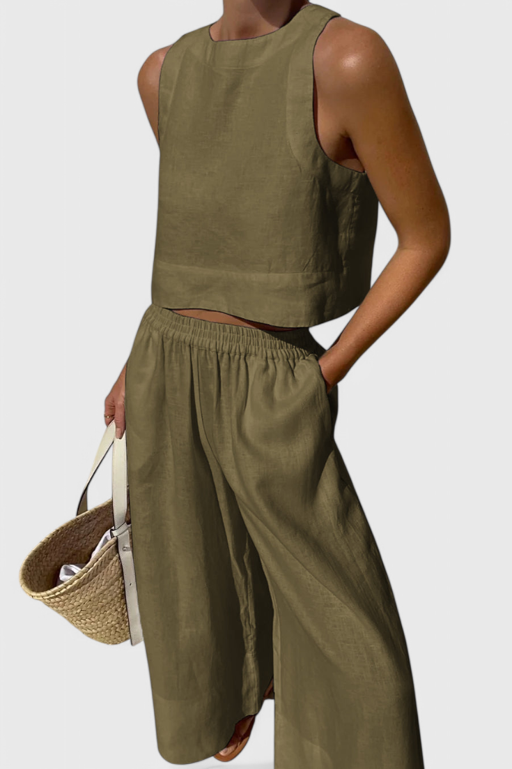 Avelina Conjunto Minimalista Algodón Y Lino Exclusivo