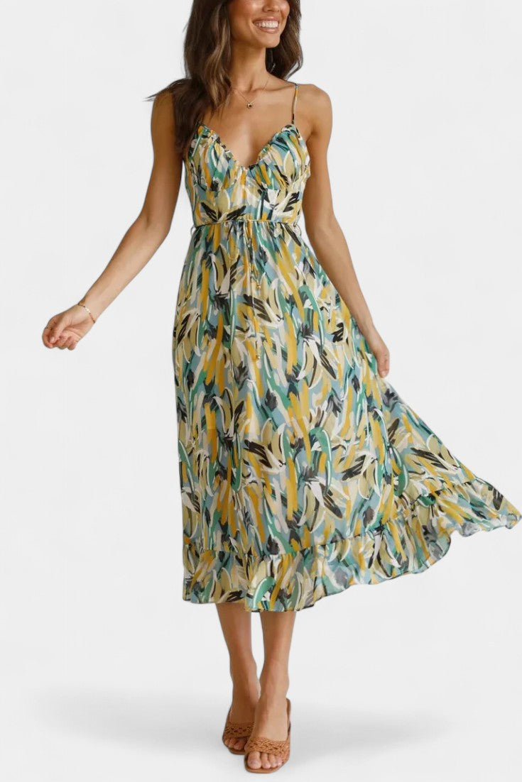 Vestido Midi De Impresión Vibrante Colección Exclusiva