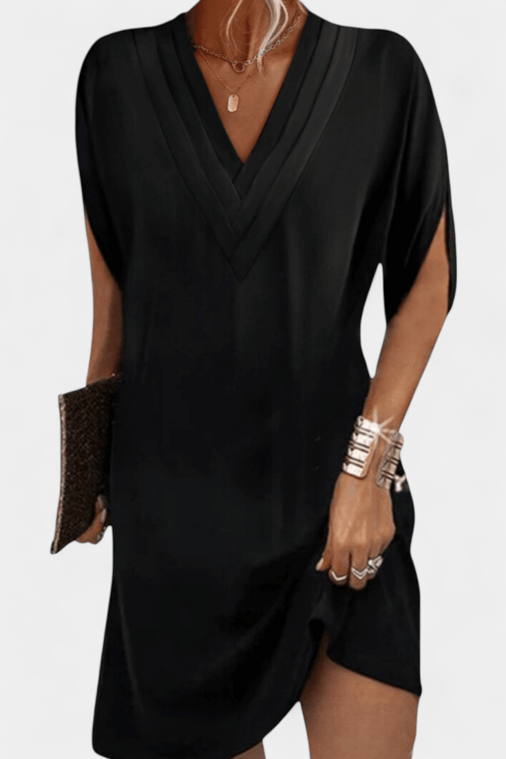 Lesley Vestido Shift Seda Elegante Escote En V Exclusivo