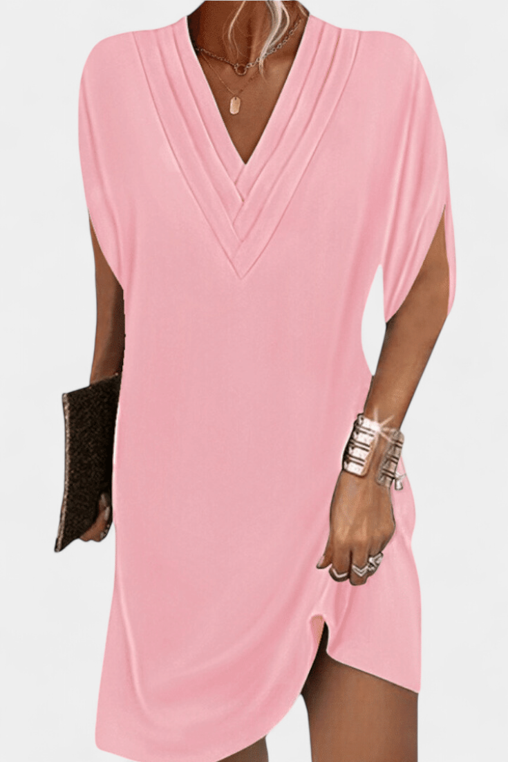 Lesley Vestido Shift Seda Elegante Escote En V Exclusivo