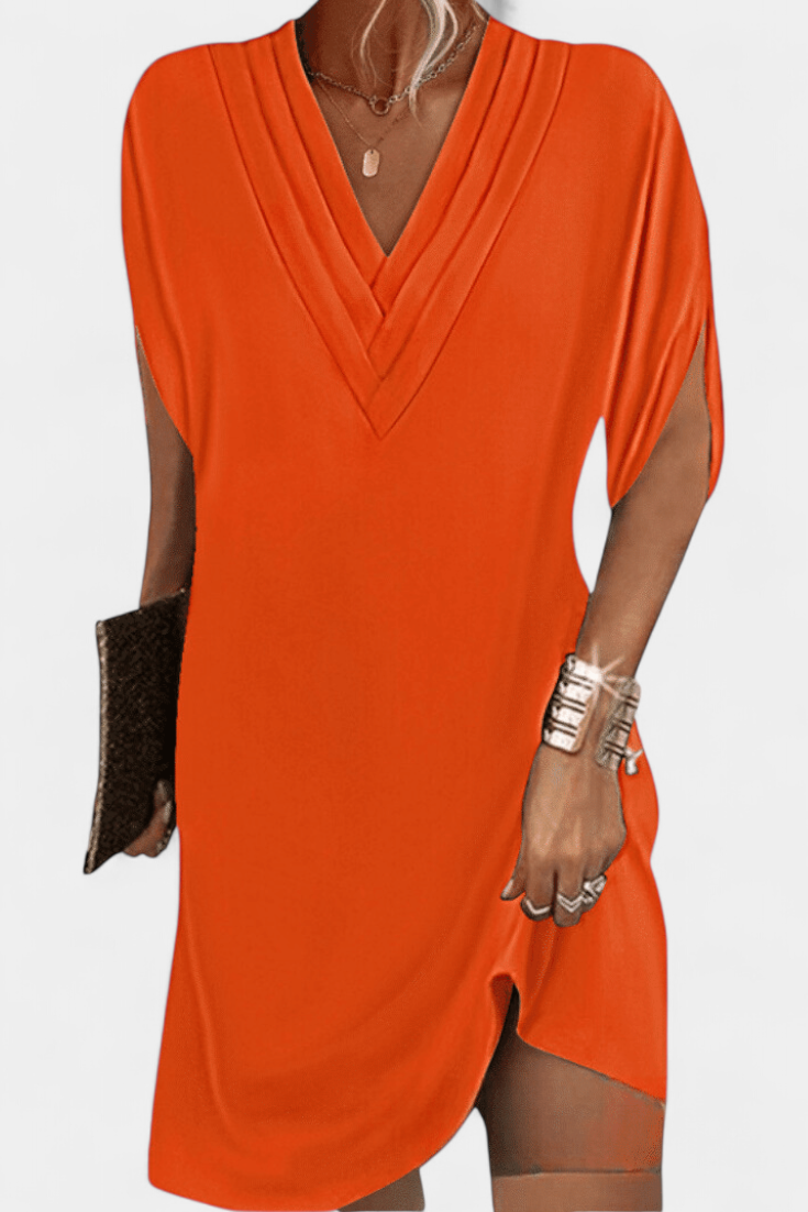 Lesley Vestido Shift Seda Elegante Escote En V Exclusivo