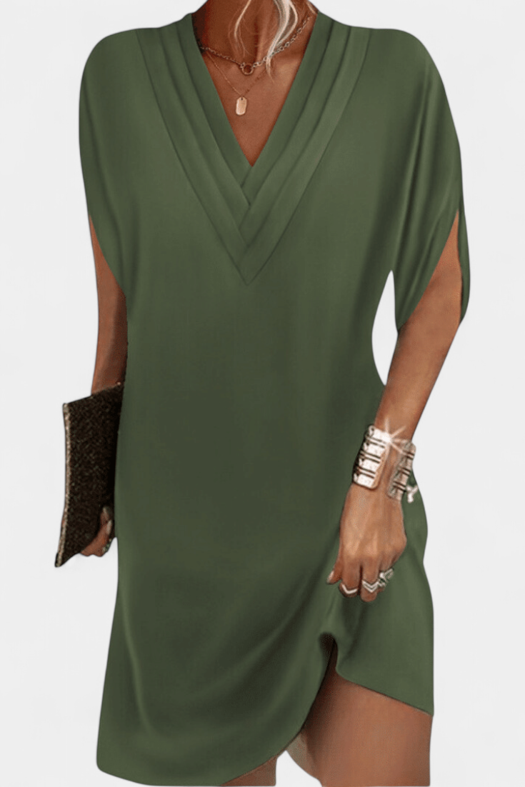 Lesley Vestido Shift Seda Elegante Escote En V Exclusivo