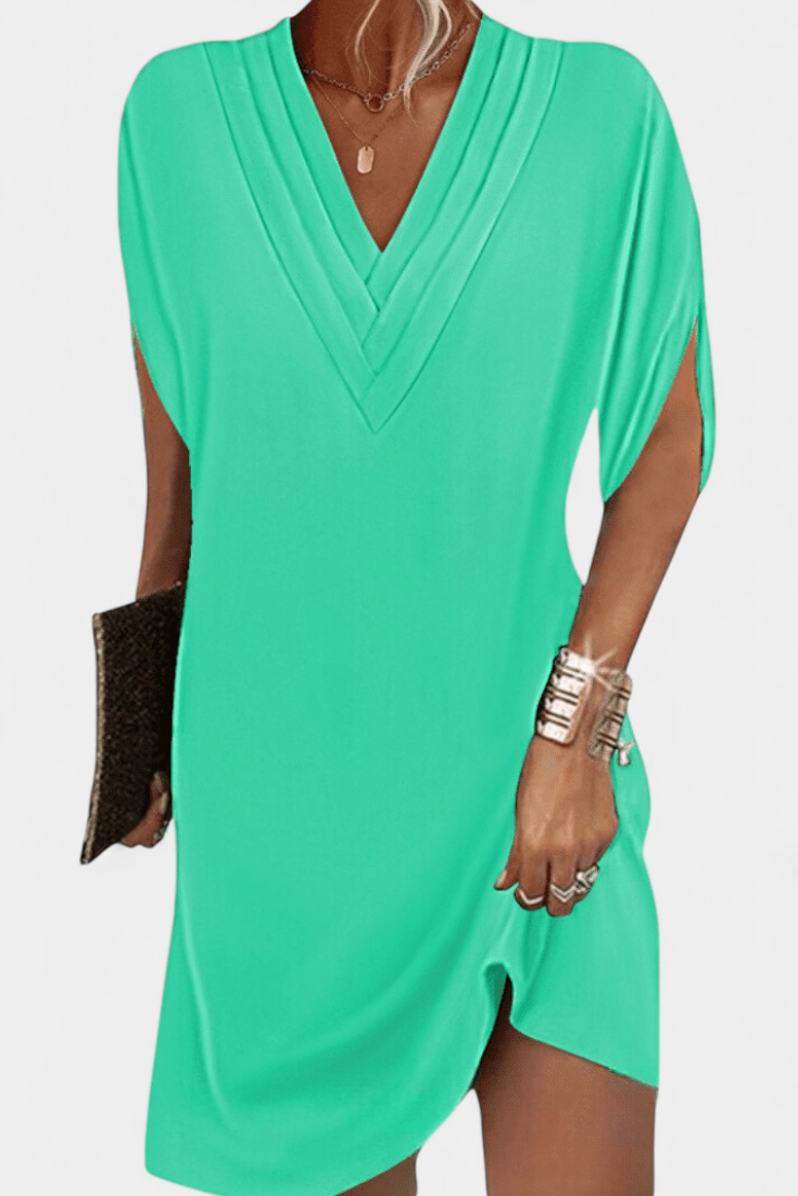 Lesley Vestido Shift Seda Elegante Escote En V Exclusivo