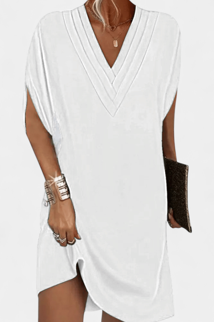 Lesley Vestido Shift Seda Elegante Escote En V Exclusivo