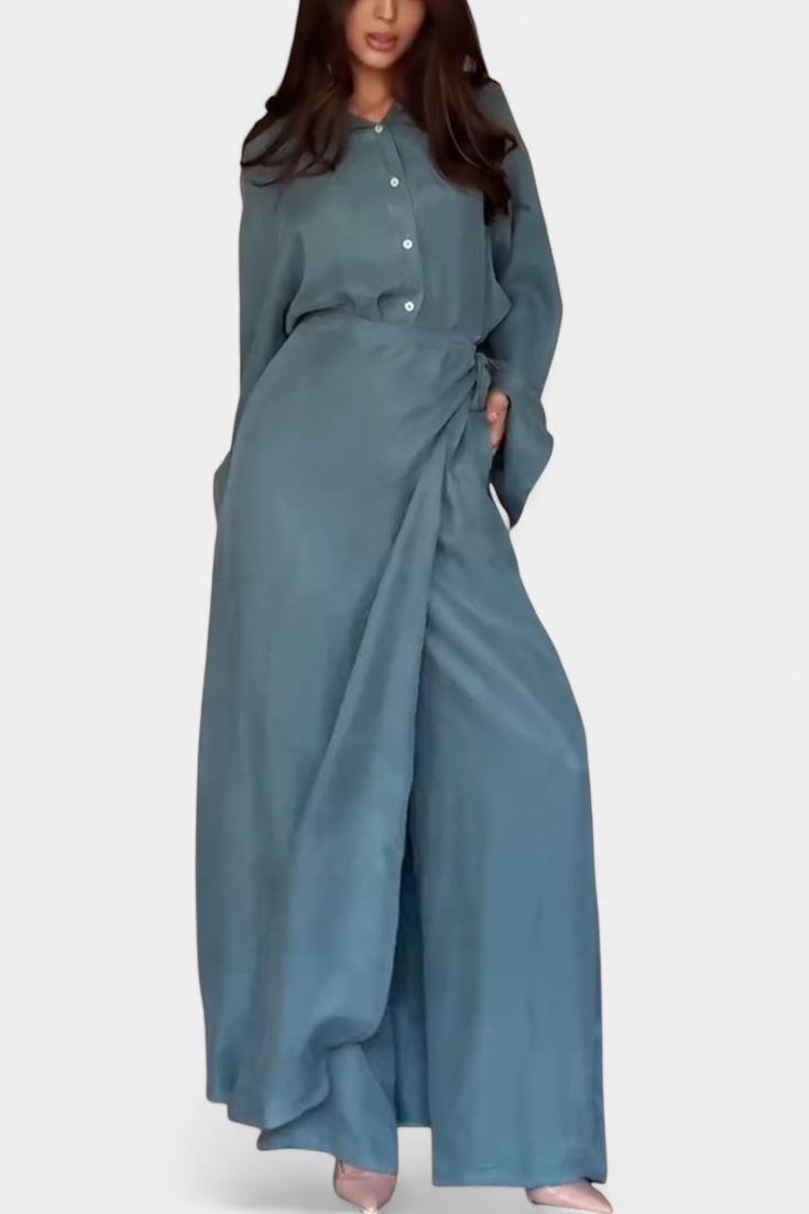 Marisol Conjunto Camisa Suelta Y Pantalón Falda Premium