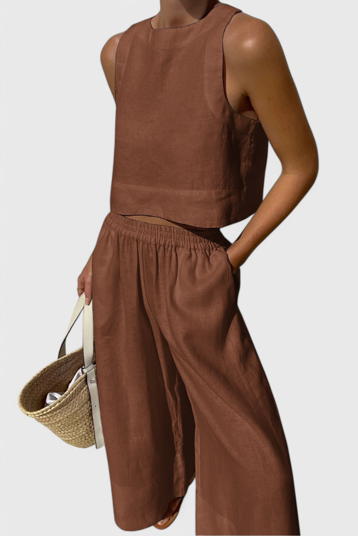 Avelina Conjunto Minimalista Algodón Y Lino Exclusivo