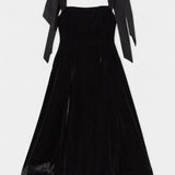 Ajla Vestido Midi de Terciopelo Sin Tirantes Lazo Premium