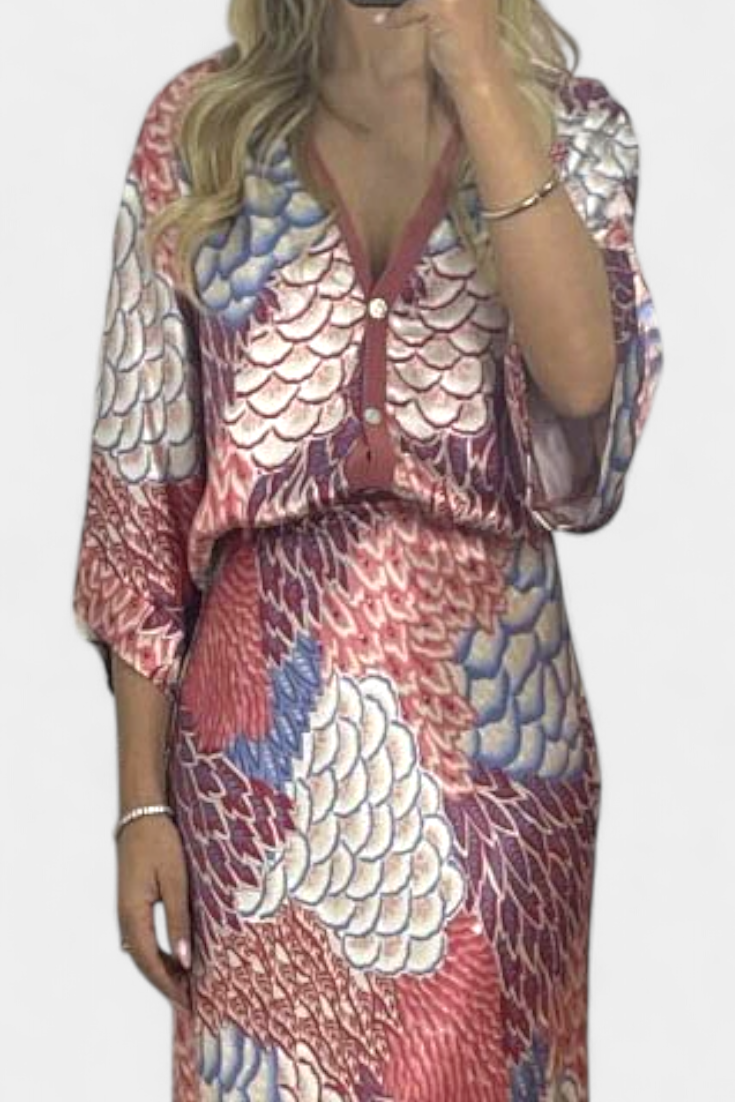 Shae Conjunto Blusa y Falda Cola de Pez Floral Exclusivo