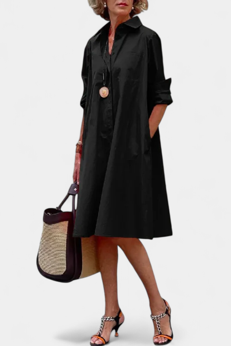 Larissa Vestido Algodón Seda Fría de Solapa Exclusivo