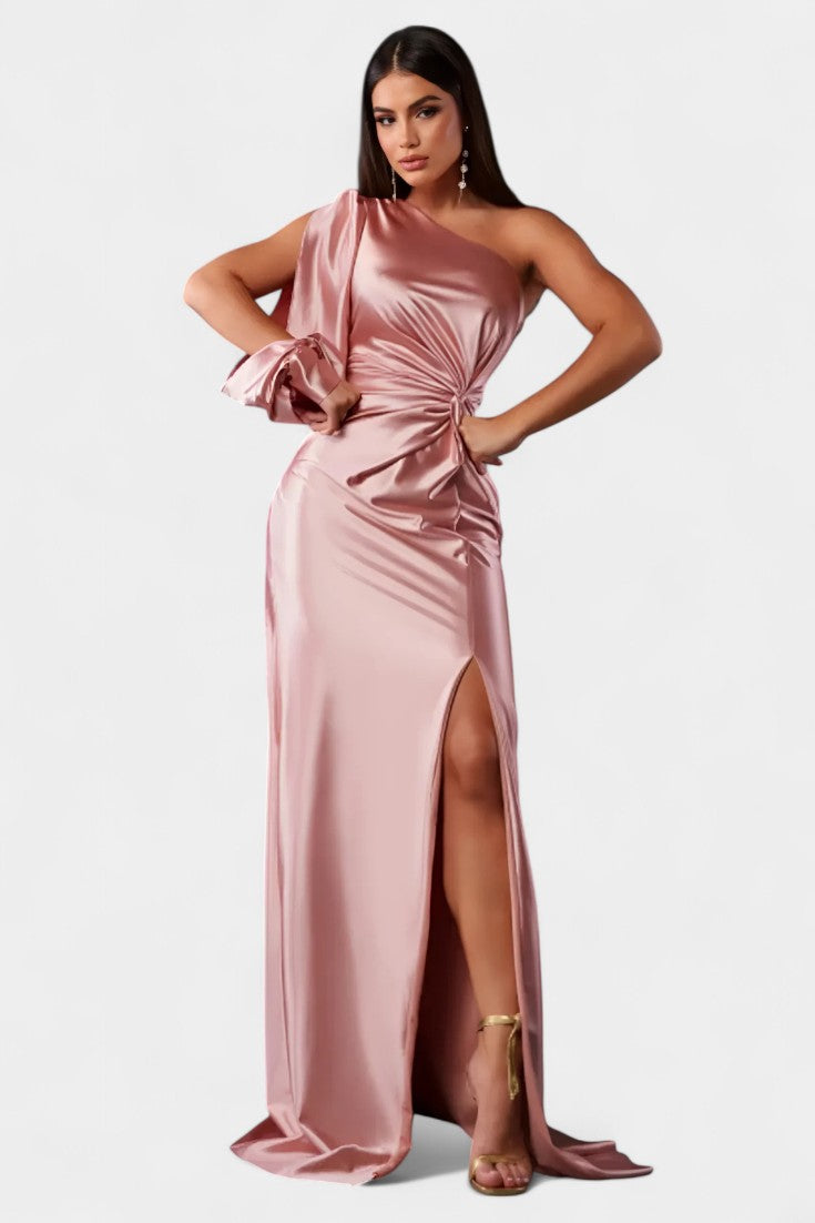 Charlotte Vestido Asimétrico Drapado Seda Exclusivo