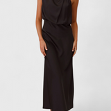 Rina Vestido Halter Drapeado Seda Colección Exclusiva