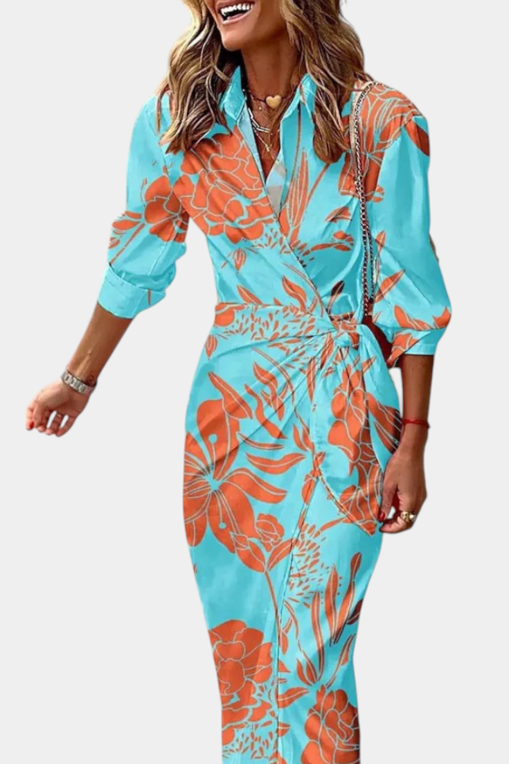 Maira Vestido Envolvente Impreso De Colección Exclusiva