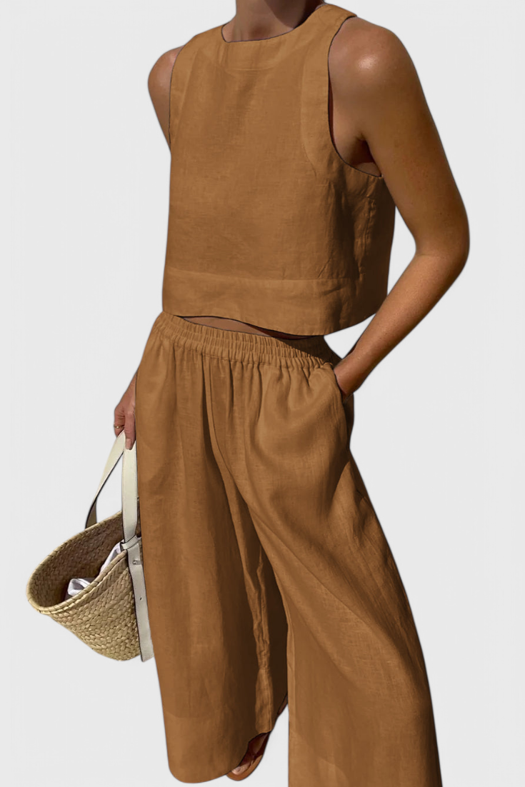 Avelina Conjunto Minimalista Algodón Y Lino Exclusivo