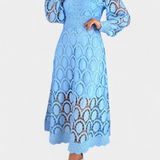 Jovie Vestido Midi Encaje Bordado Cuello Alto Privée