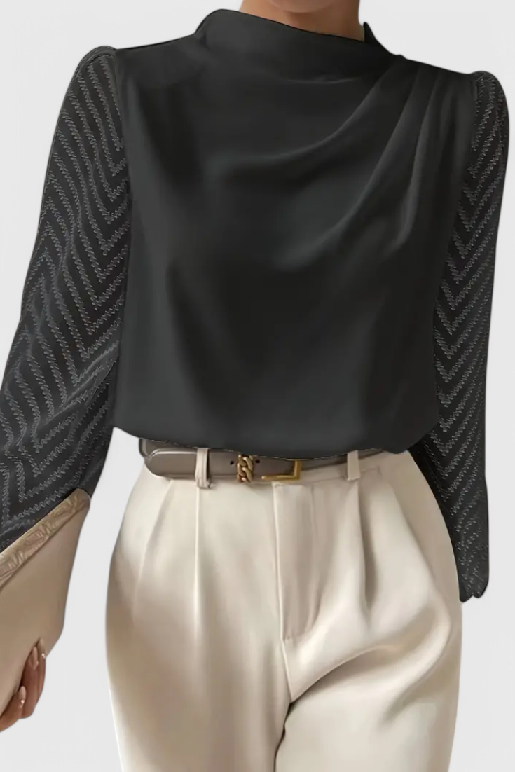 Zaraa Blusa Elegante Manga Transparente Seda Privilegio