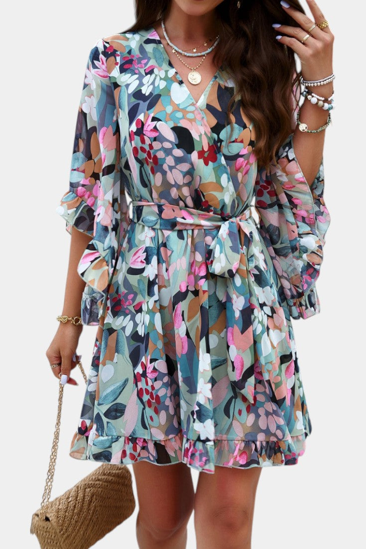 Besa Vestido Mini Floral Impreso Silueta Fluida Exclusivo