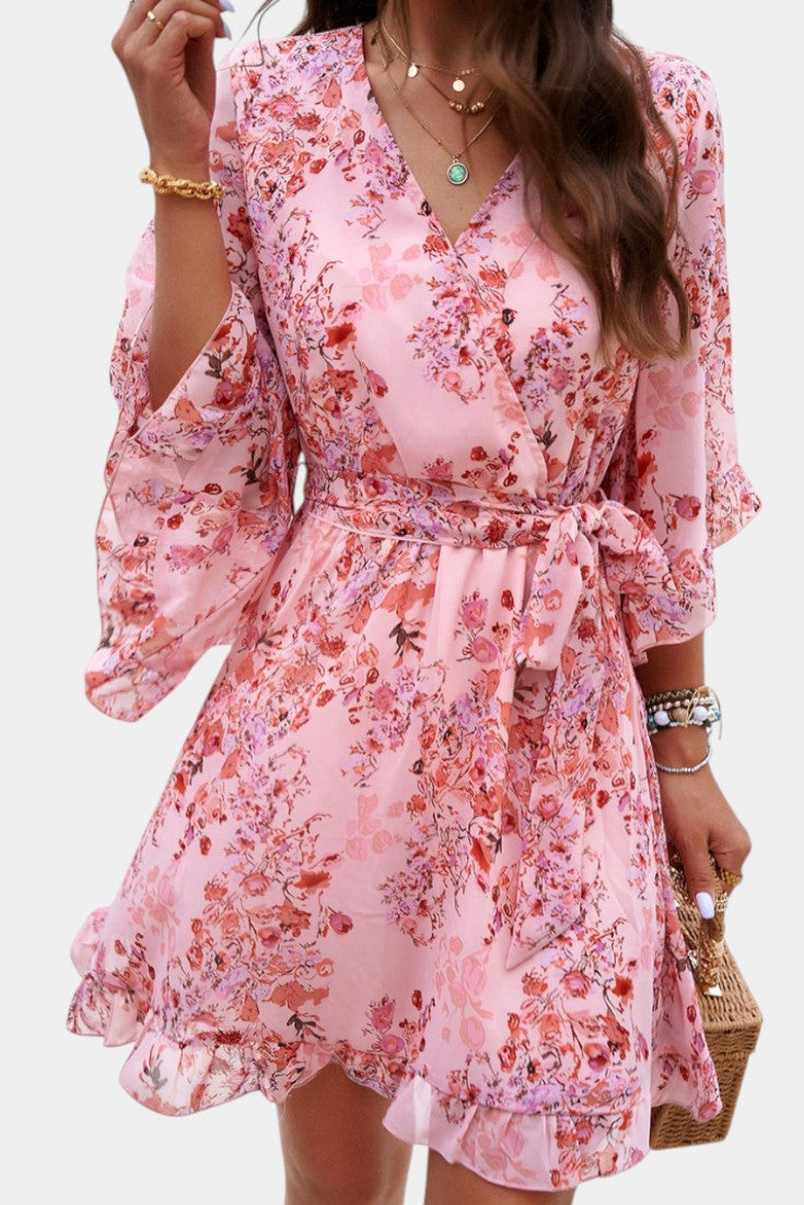 Besa Vestido Mini Floral Impreso Silueta Fluida Exclusivo