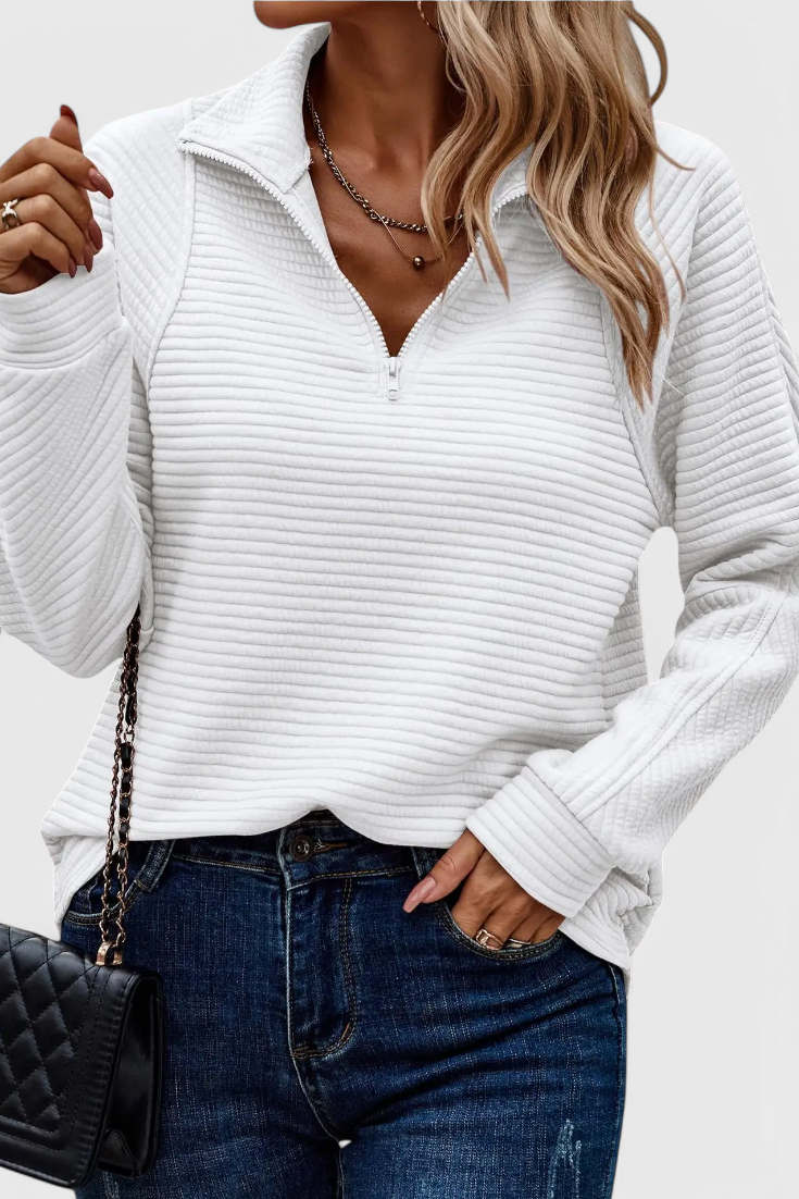 Helene Jersey Luxe Exclusivo Cuello En V Cremallera