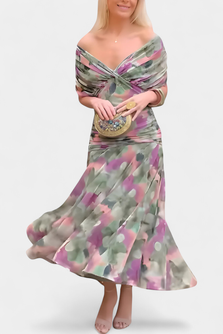 Alondra Vestido Largo Estampado Floral Fantasía Exclusivo