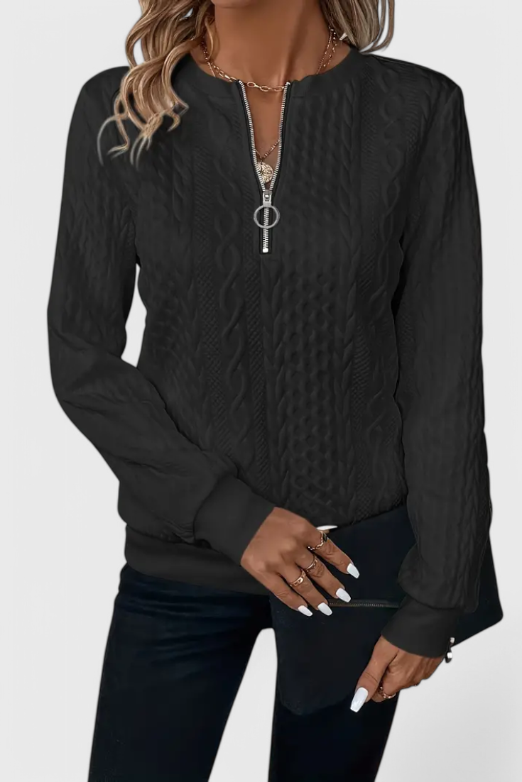 Zoey Jersey de Punto Premium con Cremallera Pulida Exclusiva