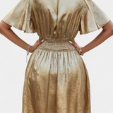 Adalee Vestido Seda Escote V Cintura Cruzada Exclusivo